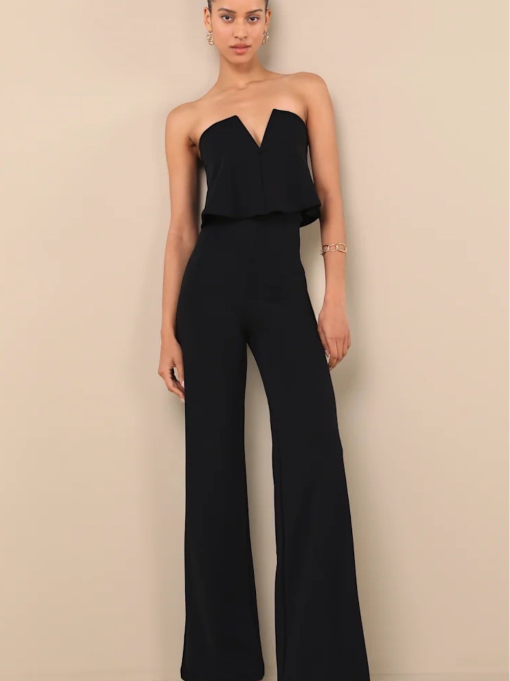 Lulus Power of Love Black Strapless Jumpsuit Strapless